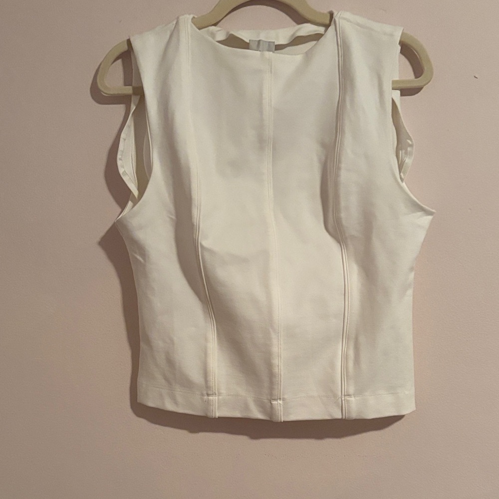 Maeve White Structured Sleeveless Tank Top